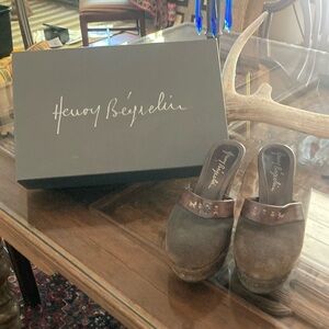 Henry Beguelin brown leather Suede Platform Clog size 38